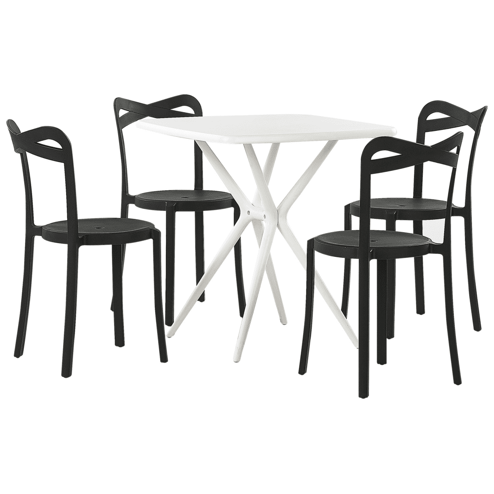 Beliani Záhradná súprava stola a 4 stoličiek biela/čierna SERSALE / CAMOGLI